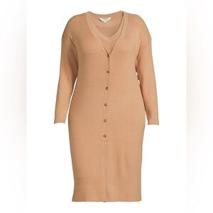 Ribbed Sweater Dress + Long Cardigan Set | Cozy Chic Minimal Neutral Size 2X